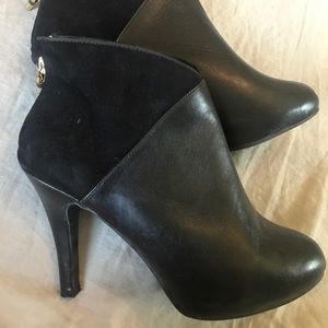 Black leather booties